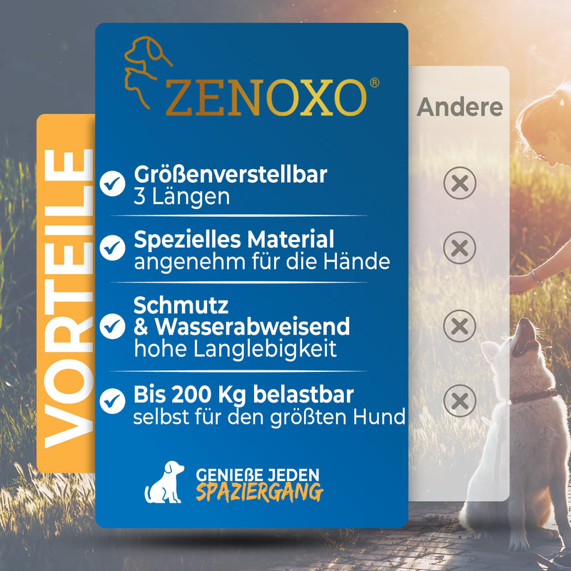 ZENOXO® [221cm] dog leash | Dirt & waterproof - For small & large dogs up to 200kg - 3-way adjustable running leash & shoulder leash - Lightweight dog leash - PawsPlanet Australia