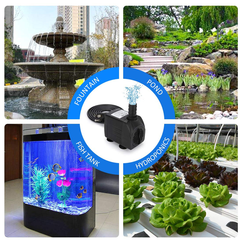 GROWNEER 550GPH Submersible Pump 30W Ultra Quiet Fountain Water Pump, 2000L/H, with 7.2ft High Lift, 3 Nozzles for Aquarium, Fish Tank, Pond, Hydroponics, Statuary - PawsPlanet Australia
