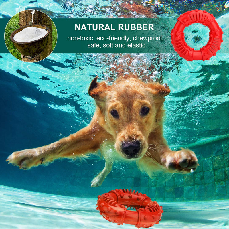 HAOPINSH Dog Chew Toy Durable for Extreme Chewers Dogs Strong Rubber Ring Interactive Large Dog Training Tough Toys for Aggressive Chewers Almost Indestructible Dog Great Gift (Red) - PawsPlanet Australia