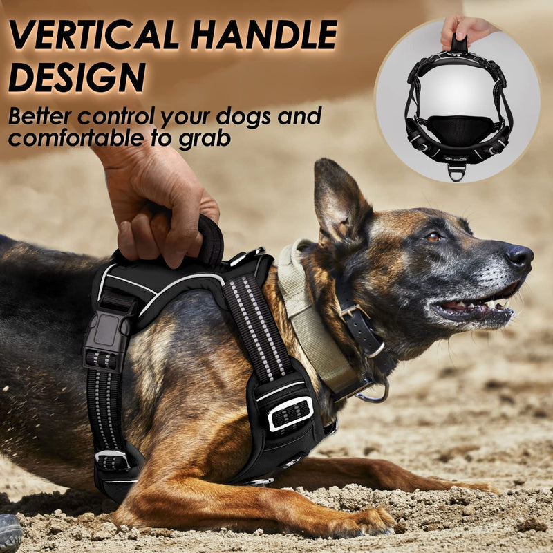 Eyein No Pull Dog Harness Large, Comfortable Heavy Duty Pet Vest Harness, Front Clip Easy Control Puppy Harness with Soft Padded Handle Reflective for Outdoor Training Walking Black L - PawsPlanet Australia