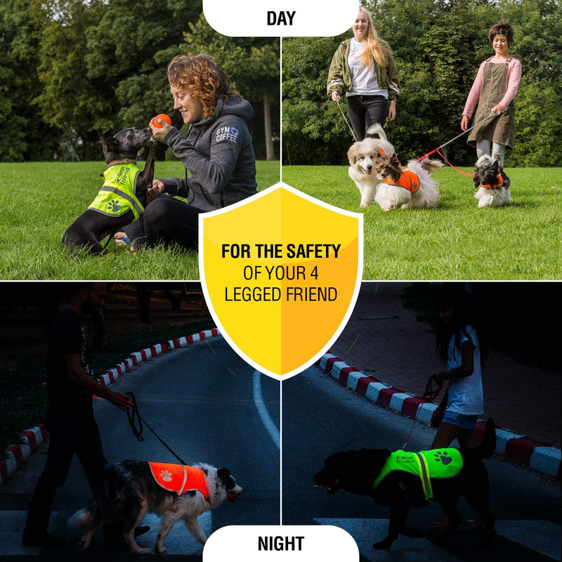 [Australia] - 4LegsFriend Dog Safety Yellow Reflective Vest with Leash Hole 5 Sizes - High Visibility for Outdoor Activity Day and Night, Keep Your Dog Visible, Safe from Cars & Hunting Accidents New Design + Bonus Medium 