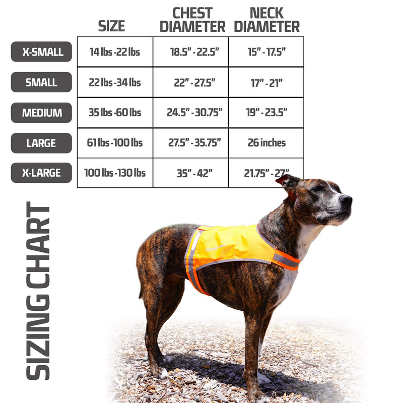 SafetyPUP XD Lite Dog Vest. Coverage to Mid Back. Reflective Hi Visibility Blaze Orange Fluorescent Fabric Helps to Keep Them in Sight and Safe On and Off Leash. X-Small - PawsPlanet Australia