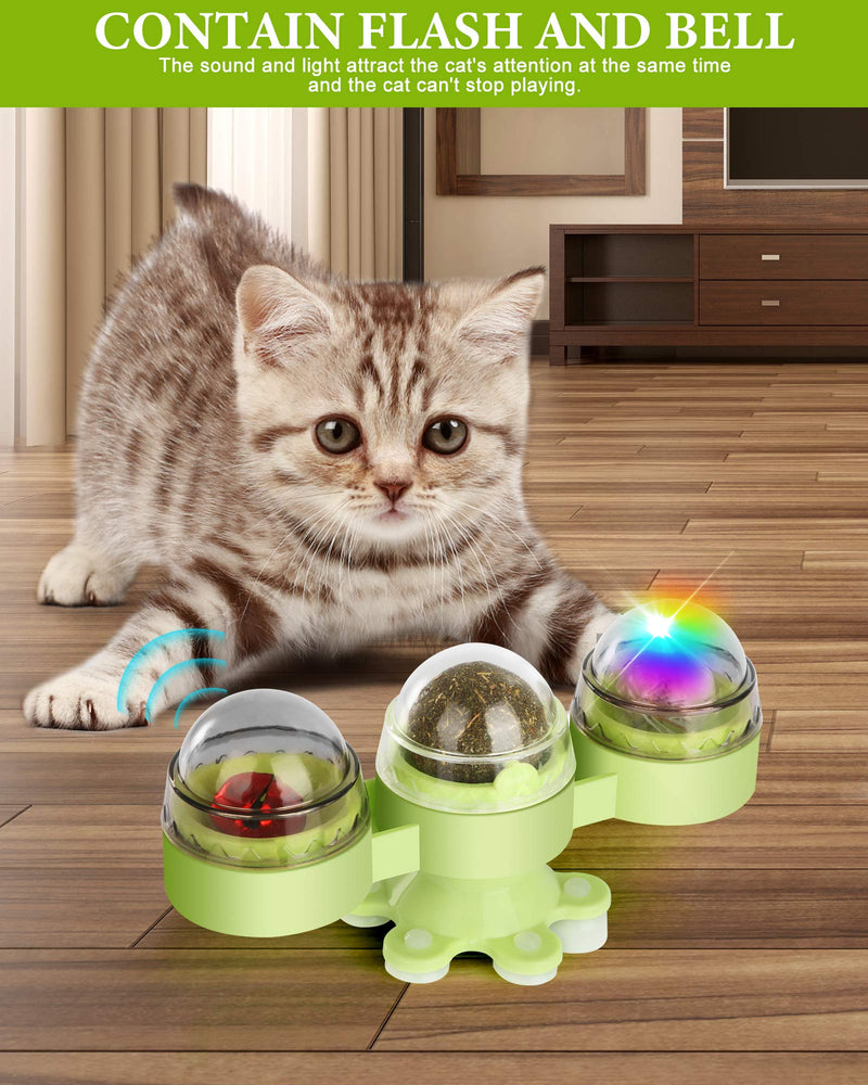 [Australia] - AJK Windmill Cat Toys Teasing Interactive Turnable Indoor Kitten Toy with Strong Suction Cup, Catnip, Bells, Flashlight Balls 