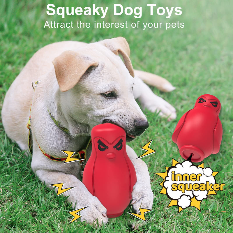 Dog Squeaky Toys for Aggressive Chewers, Water Pool Floating Dog Chew Toys for Medium Large Breed Dogs, Super Noisy Tough Dog Squeak Durable Interactive Toys 100% Natural Rubber Large&Medium Soft Angry Penguin - PawsPlanet Australia