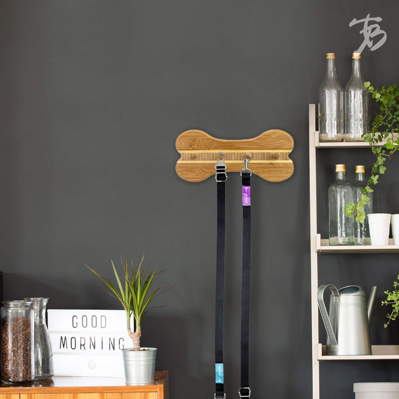 [Australia] - Totally Bamboo Bone Shaped Wall Mounted Leash Rack Bone Leash Rack 