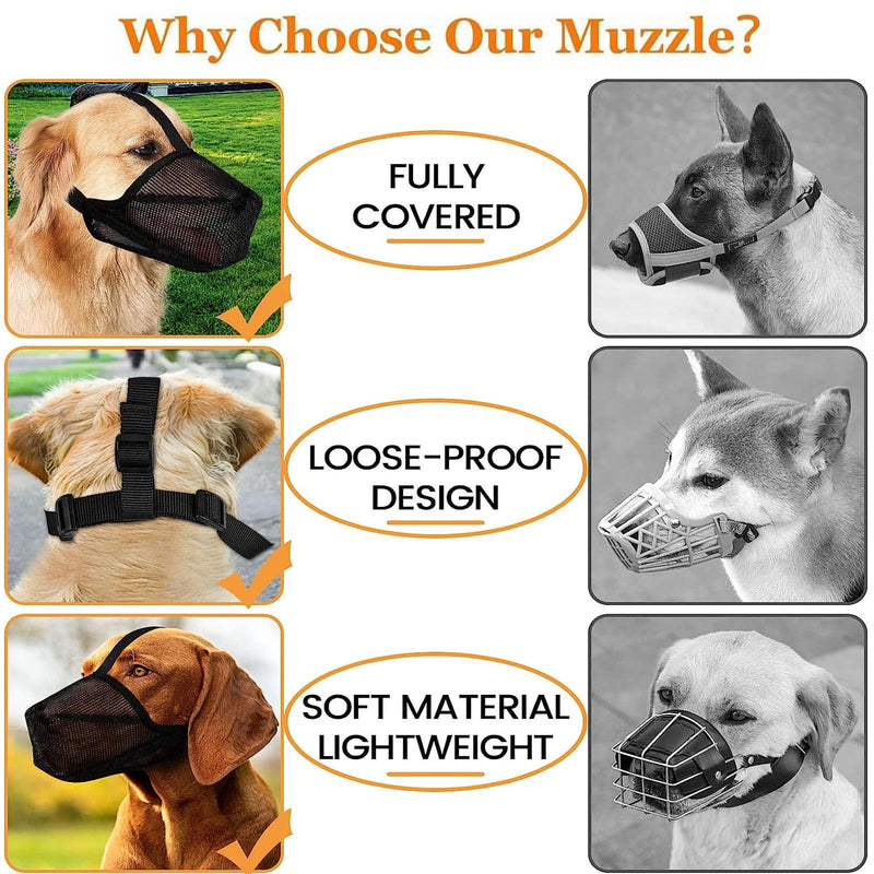 Exsbtay Mesh Dog Muzzle, Muzzle for Dogs, Basket Muzzle for Dogs, Breathable Pet Mask Dog Training Muzzle for Small Medium Large Dogs (XL, Black) - PawsPlanet Australia