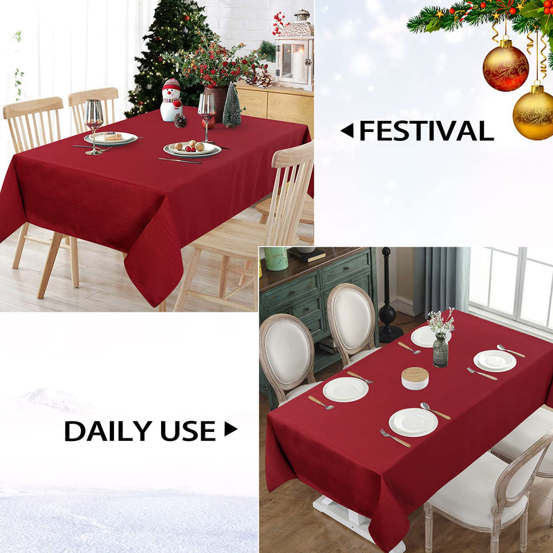 Christmas Tablecloth Rectangle Tablecloth 60 x 84 Spillproof Wrinkle Resistant Red Table Cloths for Parties Dining Room Holiday Decoration Rectangle 60x84 Inch - PawsPlanet Australia