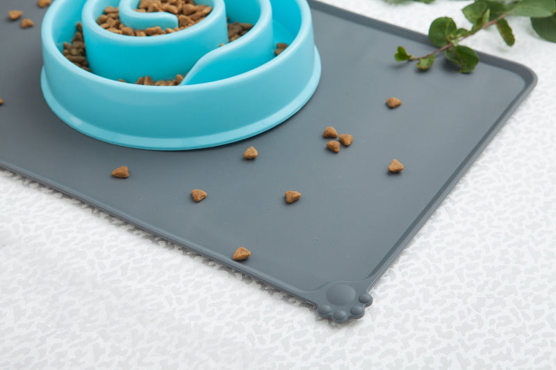 Vealind Dog Cat Silicone Bowl Mat New Premium Waterproof Pet Feeding Tray (Grey) Grey - PawsPlanet Australia