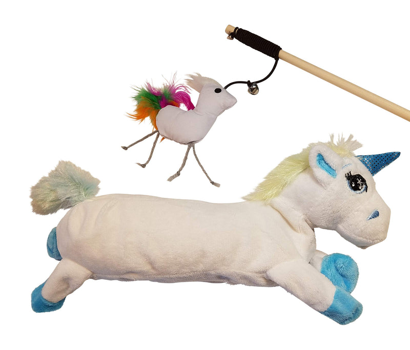 [Australia] - Unicorn Catnip Cat Toy Refillable - Unicorn Crinkle Kicker and Wand Cat Toys 