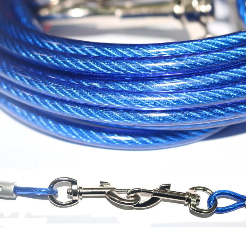 [Australia] - NEODIKO 15ft Dog Tie Out Cable, Tie-Out Cable for Pet Dogs Up to 60 Pounds Blue 