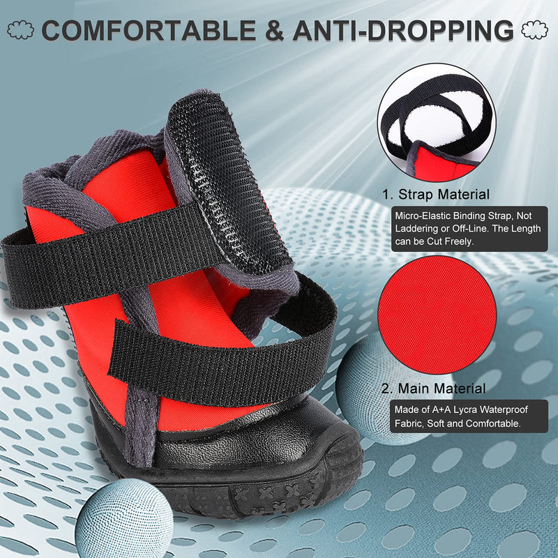 PETLOFT Dog Boots, Slip Resistant Waterproof 4pcs Dog Puppy Shoes for Small Medium Large Dogs with Adjustable Fastener Strap, Protect Pet Paws Easy to Wear (XXS, Red) XXS (Pack of 4) - PawsPlanet Australia