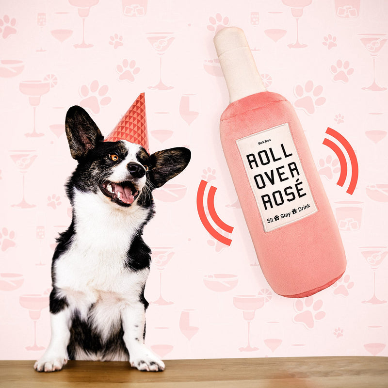 Bark Bros - Rose Wine Bottle Dog Toy - Plush Squeaky Dog Toys Funny Drink Parody - Rose Dog Toy - Alcohol Dog Toy - Dog Birthday Toy - Cute Dog Toys - Dog Gifts - Puppy Gifts - Boy and Girl Dog Toys Large - PawsPlanet Australia