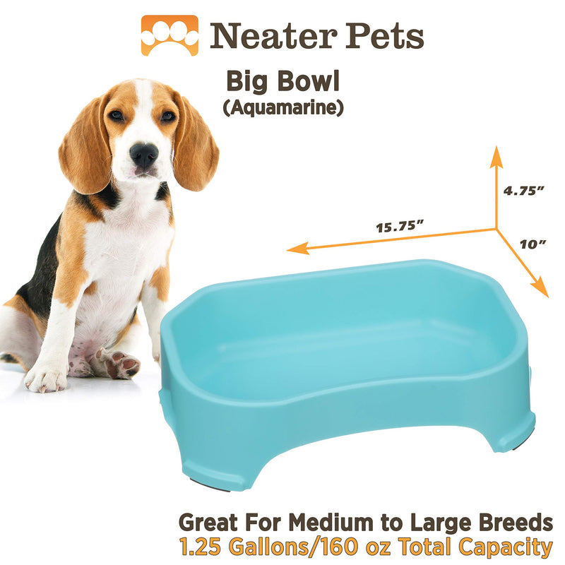 Neater Pet Brands Big Bowl - Extra Large Water Bowl for Dogs (1.25 Gallon/160 oz Capacity) - Huge Over Size Pet Bowl - Aquamarine 1.25 Gallons - PawsPlanet Australia