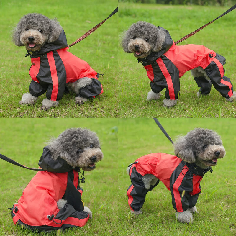 Dog Raincoats Waterproof, Dog Hooded Raincoat, Coat Rain Jacket for Dogs, Dog Raincoat With Hood, Lightweight Adjustable Outdoor Rain Poncho Rain Gear Jumpsuit for Small Medium Dog-XS-Red XS Red - PawsPlanet Australia