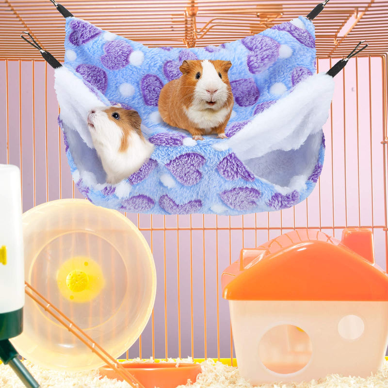 2 Pieces Guinea Pig Rat Hammock Guinea Pig Hamster Ferret Hanging Hammock Toys Bed for Small Animals Chinchilla Parrot Sugar Glider Ferret Squirrel Playing Purple, Coffee Color Heart Pattern - PawsPlanet Australia