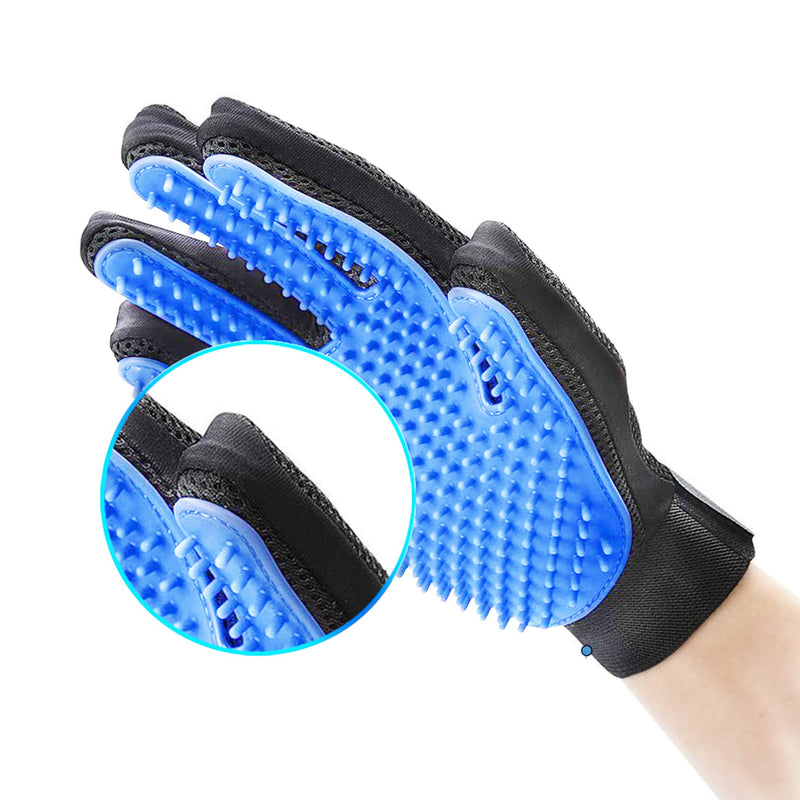 [Australia] - SSRIVER Pet Grooming Glove Hair Remover Brush Gentle Deshedding Efficient Pet Mitt Pet Massage Gloves Left & Right Hand Draw Dog Cat Horse Long Short Fur (1 Right Hand (Blue)) 