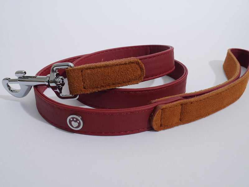 Rosewood Luxury Leather Dog Lead, 40 x 3/4 inch, soft touch red - PawsPlanet Australia