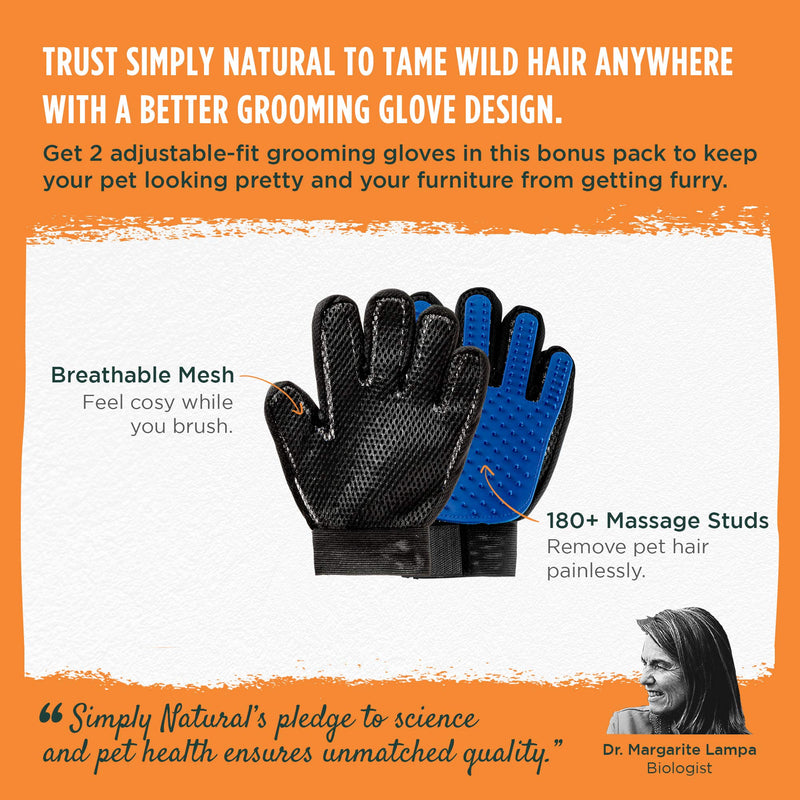 Pet Grooming Glove 2 Pack by Simply Natural – 2 Pack Dog Grooming Glove and Cat Grooming Glove Set with Adjustable Velcro Cuffs for a Better Fitting Pet Glove - PawsPlanet Australia
