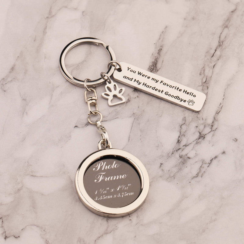 [Australia] - LQRI Pet Memorial Jewelry You are My Favorite Hello and My Hardest Goodbye Keychain Loss of Pet Gift in Memory of Beloved Dog or Cat (Photo Frame Keychain) 