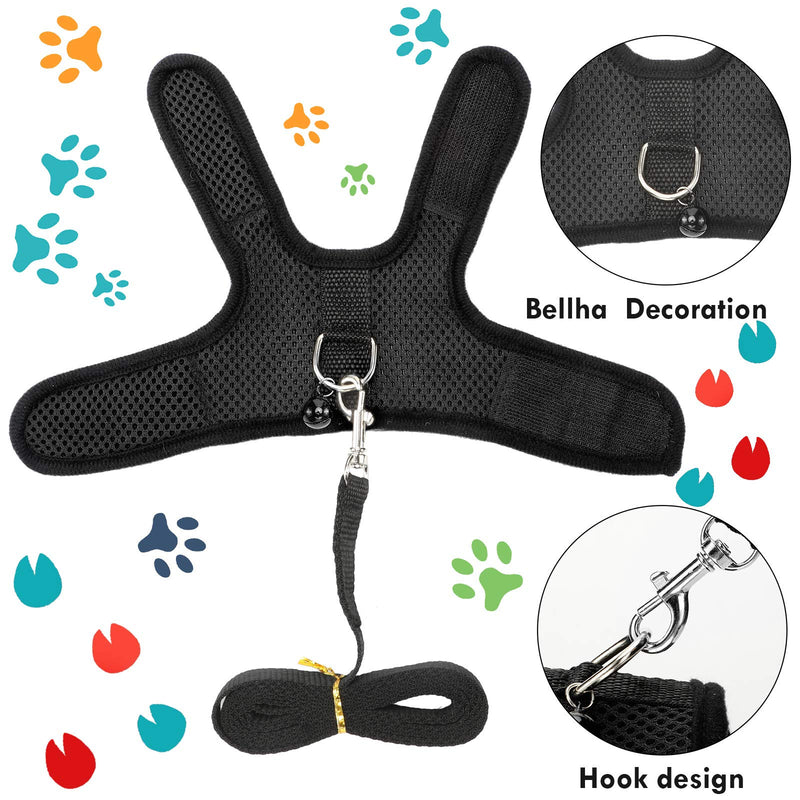 [Australia] - SATINIOR 2 Pieces Guinea Pig Harness and Leash Soft Mesh Small Pet Harness with Safe Bell, No Pulling Comfort Padded Vest for Guinea Pigs, Ferret, Chinchilla and Similar Small Animals S Blue, Black 