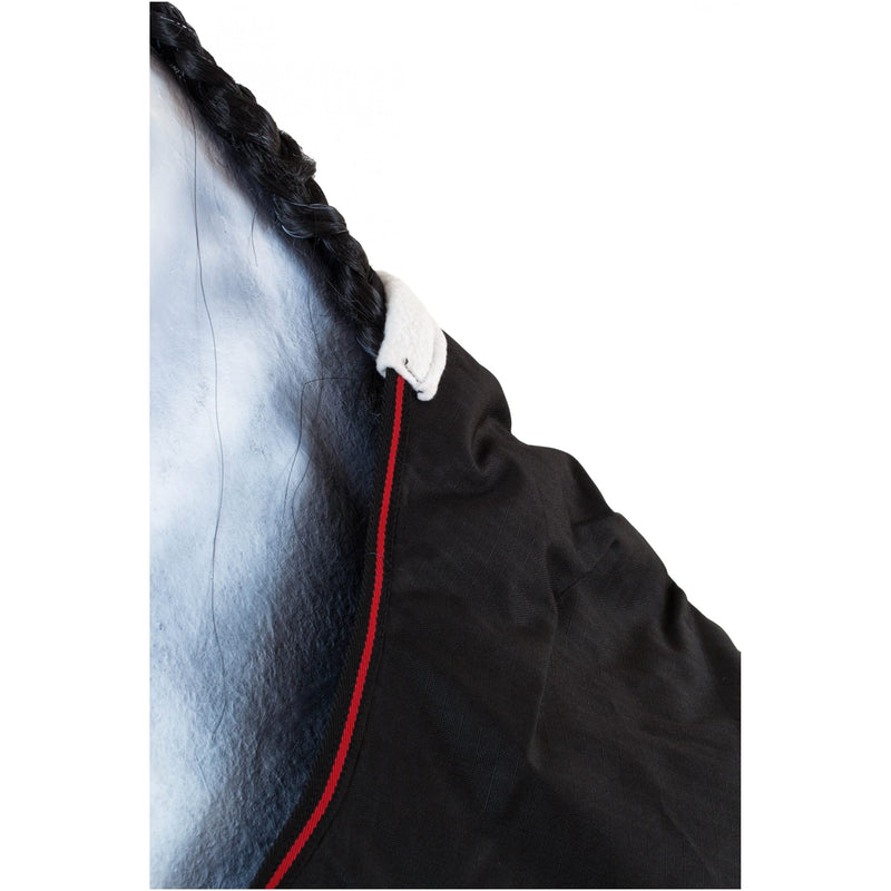 RL24 - Pasture blanket winter blanket high neck 600D BASICLINE with nylon lining, polar fleece lining or filling in 100g, 200g, 300g black/red 125cm (polar fleece lining) - PawsPlanet Australia