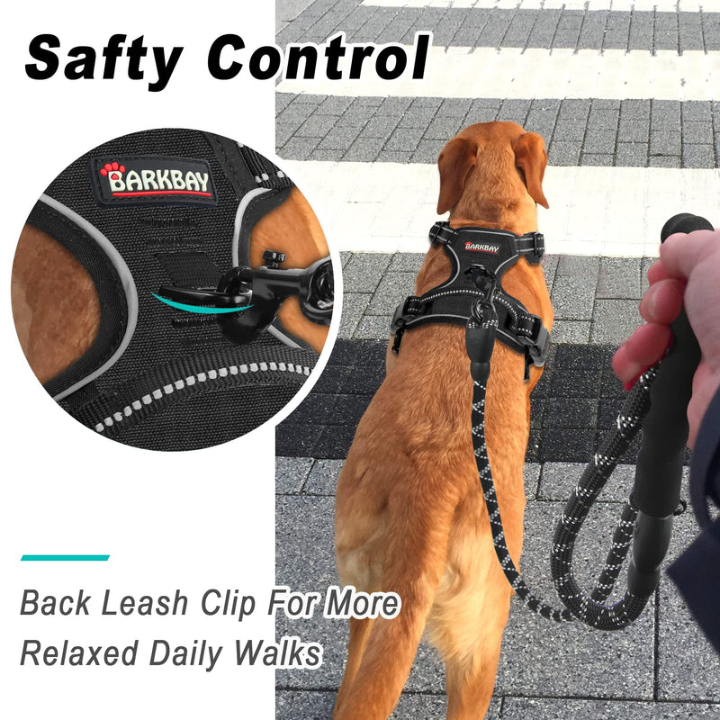 BARKBAY No Pull Dog Harness Large Step in Reflective Dog Harness with Front Clip and Easy Control Handle for Walking Training Running Small Black - PawsPlanet Australia