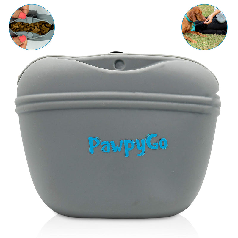 PAWPYGO Dog Treat Pouch, Pet Training Food Dispenser with Waist Clip, Silicone Treat Pouch, Magnetic Closure, BPA Free, Fits 50 Small Treats - PawsPlanet Australia