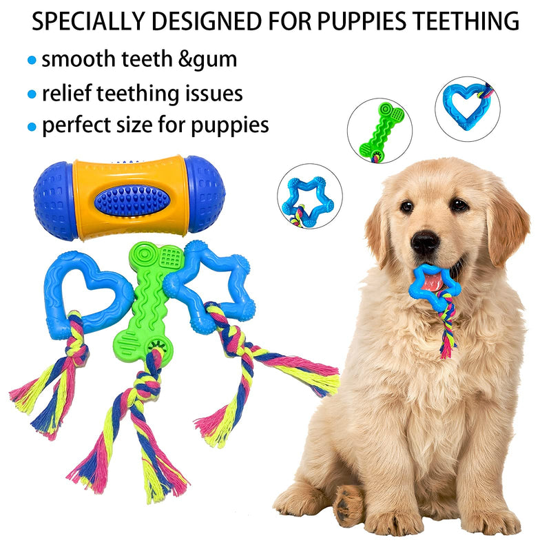 4 Pack Puppy Teething Chew Toys for Small Dogs 2-8 Months-Soothes Itchy Teeth and Painful-Dog Teeth Cleaning-Dog Chew Toys with Rope and Food Treat Dispensing Ball - PawsPlanet Australia