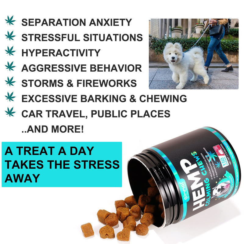 AIOBEECY 150PCS Hemp Calming Chews for Dog, Calming Chews Treats for Help with Dog Anxiety, Promotes Relaxation, Separation, Barking, Stress Relief, Sleep Calming Aid, for All Types Dog & Sizes - PawsPlanet Australia