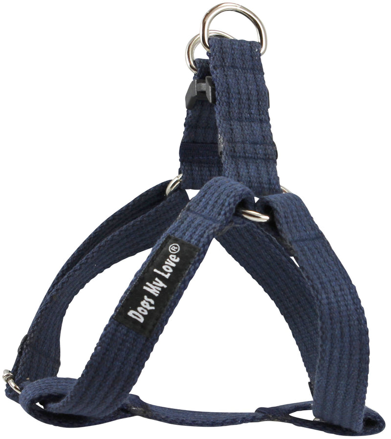 [Australia] - Cotton Web Adjustable Dog Step-in Harness 4 Sizes Blue Medium: 12"-21" Chest; 3/4" Wide 