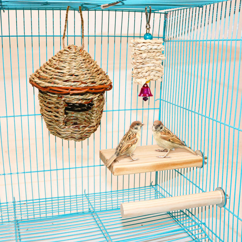 Hummingbird Bird Nest, Handwoven Straw Grass Hanging Bird Hut Grass Woven Parakeet Breeding Cave Cozy Resting Place Sparrow House for Cockatiel Parrots Parakeet Conures Finch (H01) H01 - PawsPlanet Australia