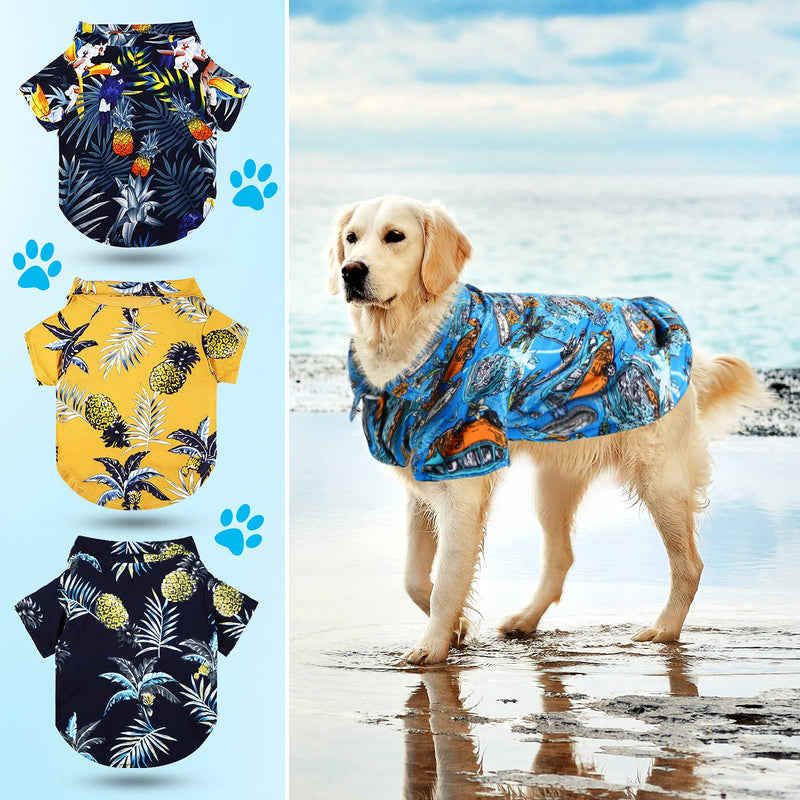 4 Pieces Pet Shirts Puppy Hawaiian Style T-Shirts Beach Cool Puppy Clothes Breathable Pet Summer Shirt Doggie Beach Short Sleeve Apparel for Small to Large Dogs (Parrot, Sailboat, X-Small) Parrot, Sailboat - PawsPlanet Australia