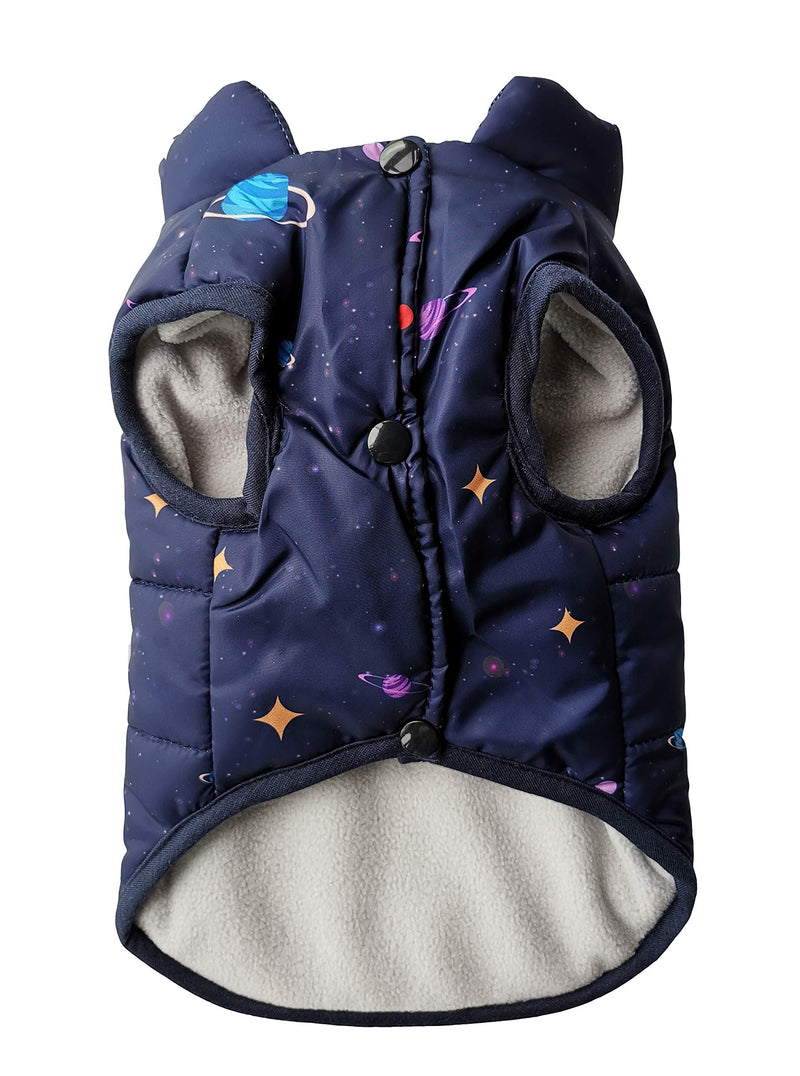 [Australia] - Vedem Small Dog Warm Fleece Puffer Vest Coat Puppy Cold Weather Jacket Quilted Vest Clothes L Navy-Space 