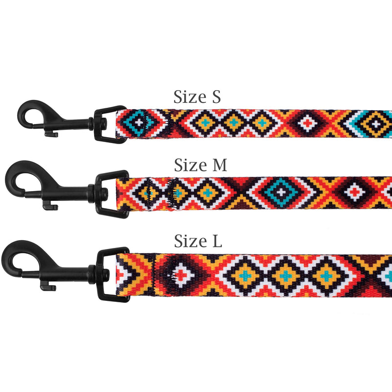 [Australia] - CollarDirect Aztec Dog Leash Nylon Tribal Pattern Cat Pet Leashes for Small Medium Large Dogs Puppy Lead 5 FT Long for Walking Aztec Sunset M 