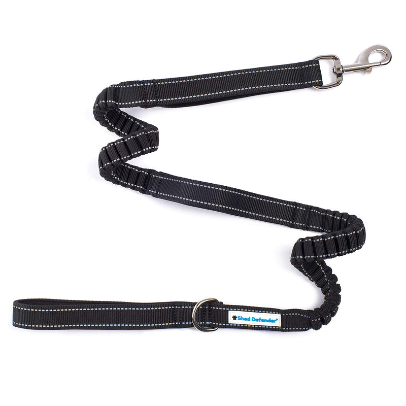 [Australia] - Shed Defender Shock Absorbing Bungee Leash - Three Padded Handles for Traffic Control at Different Lengths, Stretches from 4-7ft, Elastic Dog Leash, Reflective Stitching,training, black, Large, Medium 