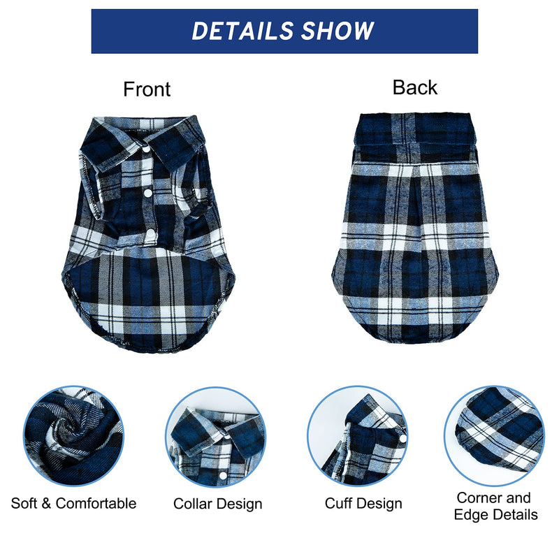 3 Pieces Dog Shirt Plaid Dog Clothes, Soft Breathable Dog T-Shirt, Machine Washable Pet Daily Apparel, for Small Medium Large Dogs (Small) - PawsPlanet Australia