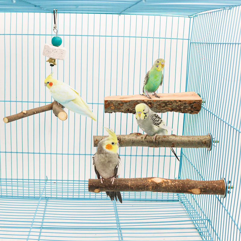 4 Pack Natural Wood Bird Perch for Bird Cages,Parrot Stand Perch Platform Exercise Playground Toys Paw Grinding Stick Perch Stand Cage Accessories for Budgies Cockatiel Conure Parakeet Lovebirds H01 - PawsPlanet Australia