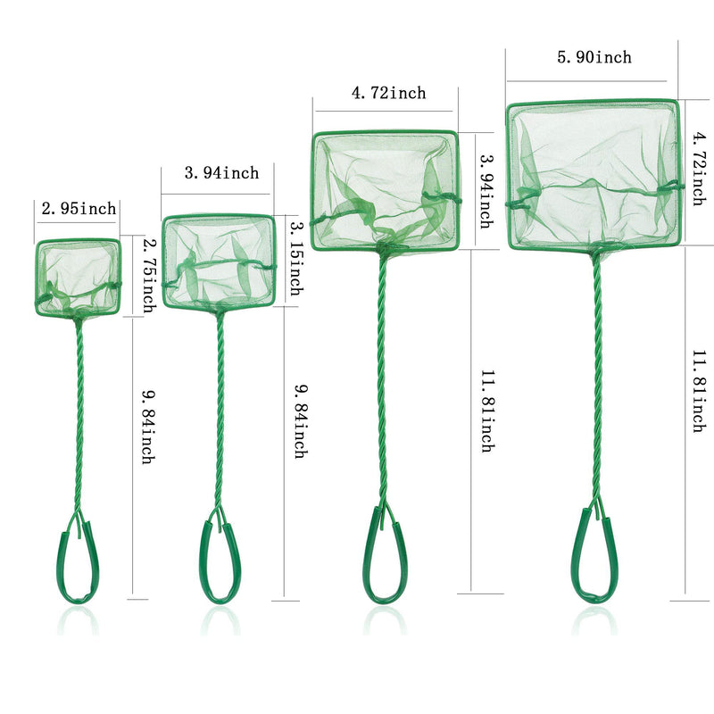 [Australia] - Tugaizi Aquarium Fish Net Fine Quick Catch Mesh Nylon Fishing Catch Nets with Plastic Handle - Green (3in, 4in,5in, 6in) 