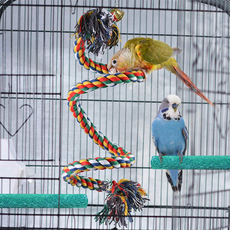 JIEZEE Bird Perch Stand Perch Birds Toys Rope Birds Ladder Platform Paw Grinding Stick Harness Cage Accessories for Parakeets Cockatiels Conures Macaw Budgie Lovebirds Finches Parrot 2+1 - PawsPlanet Australia