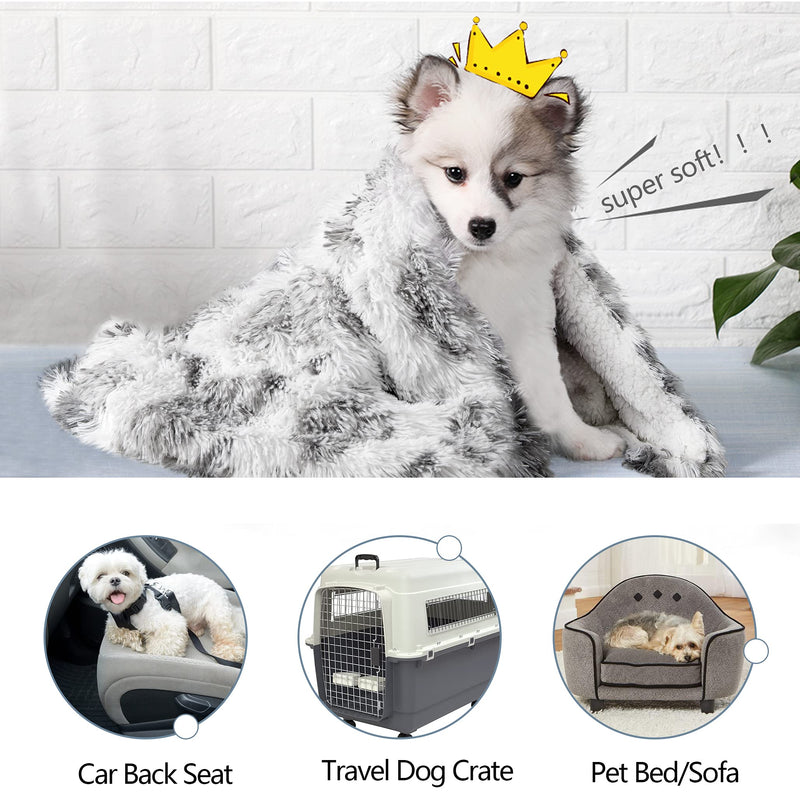 JOYFEEL Super Soft Dog Blankets for Small/Medium/Large Dogs Pet Cats Puppy Snuggle Blanket Couch/Bed Covers, Fluffy Plush Faux Fur Reversible White Throw with Warm Paw Print Velvet & Sherpa Small (20" X 30") - PawsPlanet Australia