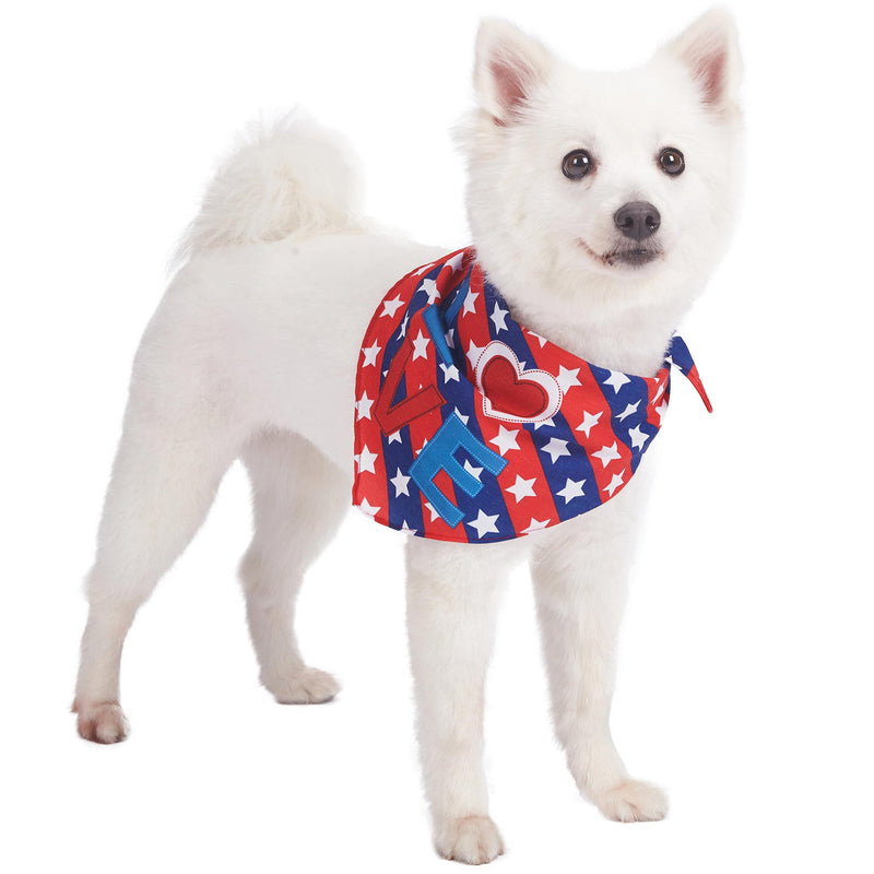 [Australia] - Blueberry Pet 9 Patterns Patriotic Spirits Flags Collection - American Flag, UK, France Bowtie Collars/Bandanas Bandana - 31.5" x 20" x 20" Bandana - Perfection ‘Love’ 