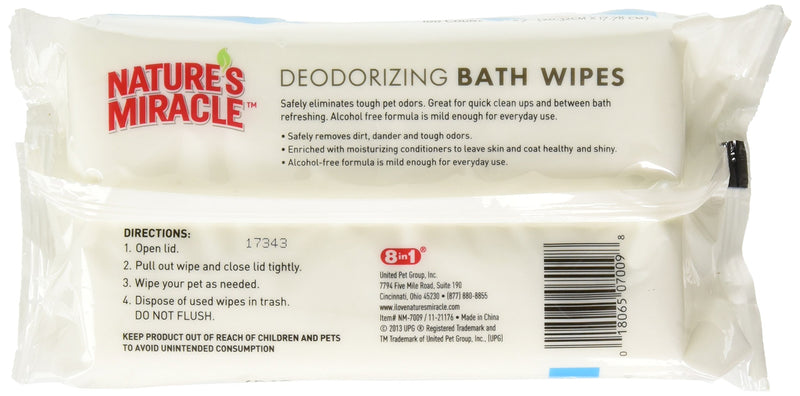 [Australia] - Nature's Miracle Deodorizing Bath Wipes - Spring Waters Scent - (2 Packs of 100 Count) 