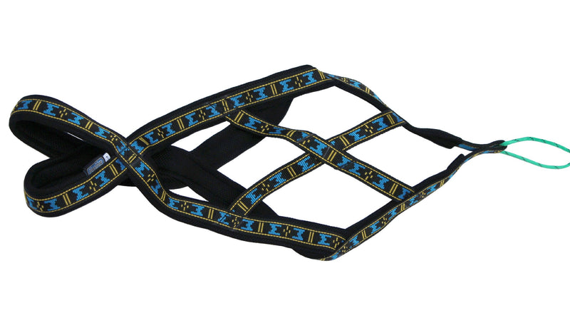 [Australia] - Weight Pulling Sledding Dog Harness X-Back Style Black/Blue XLarge, 22.5" Neck Circumference. 