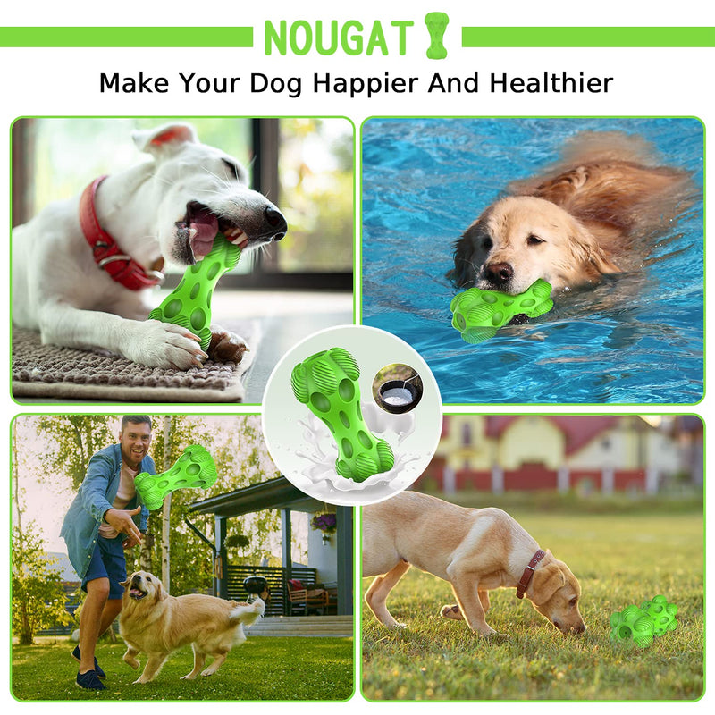 NOUGAT Tough Dog Toys, Squeaky Dog Toys for Medium Large Dogs, Natural Rubber, Beef Flavor Green - PawsPlanet Australia