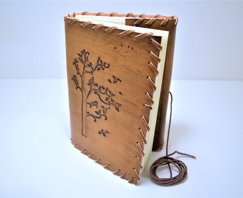 [Australia] - Genuine Leather Bound Journals 5"x7" Tree N Bird - Anitque 