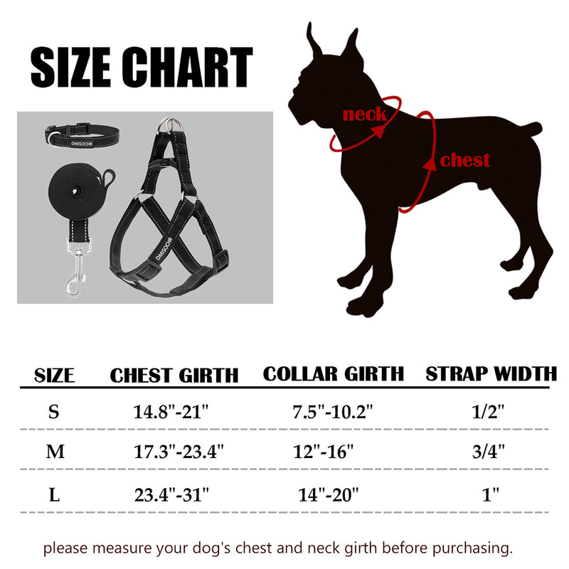 DMISOCHR Dog Harness and Leash Set with Collar - No Pull Dog Harness for Small, Medium, Large Dogs - Step in Dog Harness Escape Proof for Walking Running Hiking Camping - Reflective Doggy Harness SMALL ( chest size: 14.8"-21") - PawsPlanet Australia