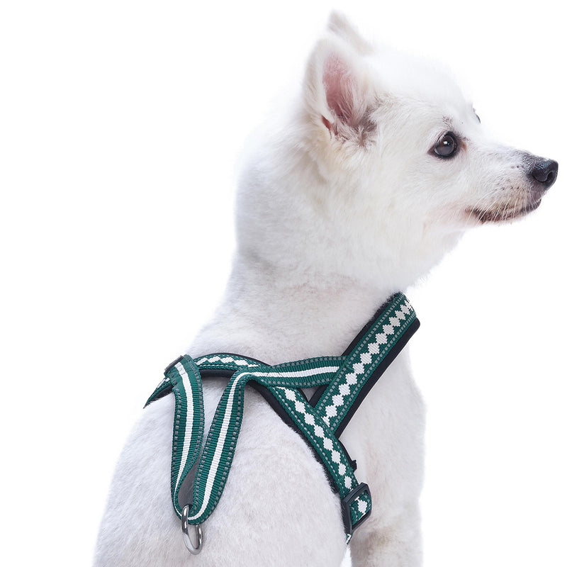 [Australia] - Blueberry Pet 3 Colors Soft & Comy Safety Reflective Padded Jacquard Dog Harnesses (21.5" - 27.5") Chest Girth Diamond Pattern - Teal Blue 