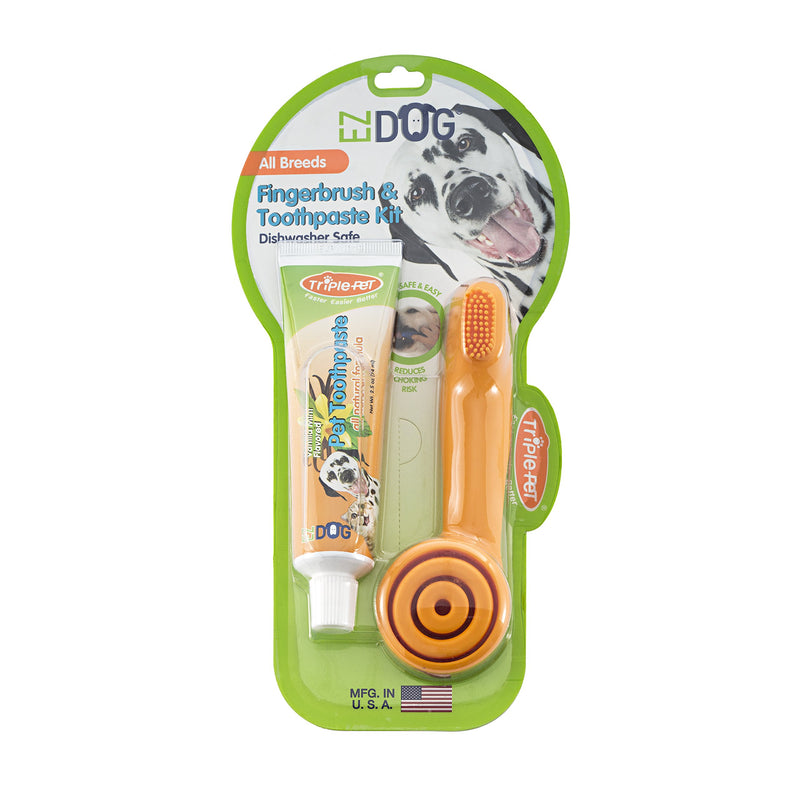 EZ DOG Dental Care Kit Contains Patented Finger Brush and All-Natural Vanilla Toothpaste | Best Dental Care For Dogs For Fresh Breath | Dogs Love the Taste, All Dogs - PawsPlanet Australia