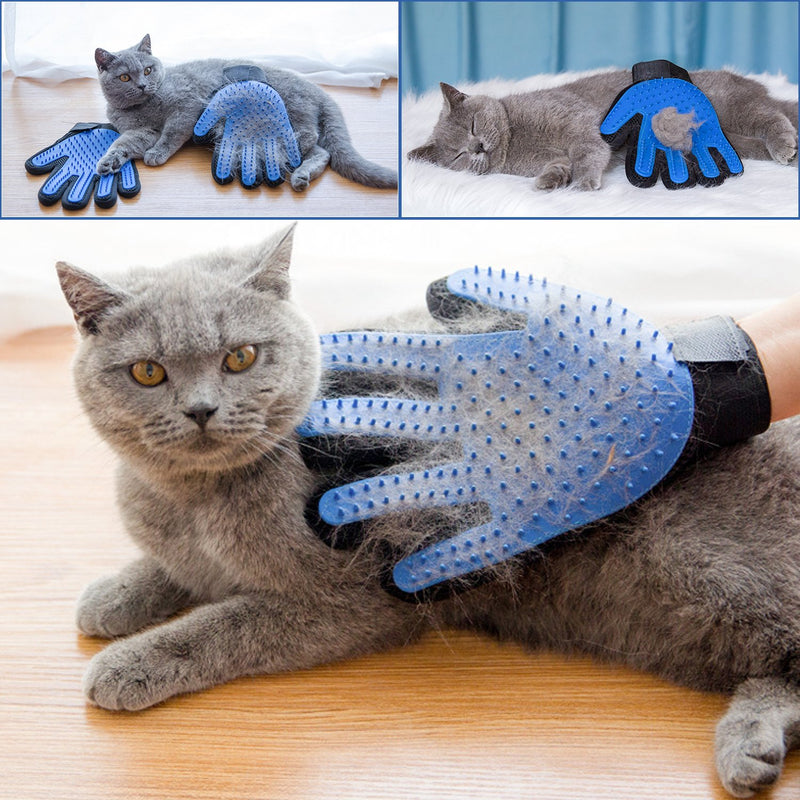 [Australia] - MAZORT Pet Grooming Gloves, Gentle Pet Hair Remover Deshedding Gloves for Pet Dog Cat Grooming, Shedding, Bathing, Massage, Efficient Brushes Magic Mitt Enhanced Five Finger Design 