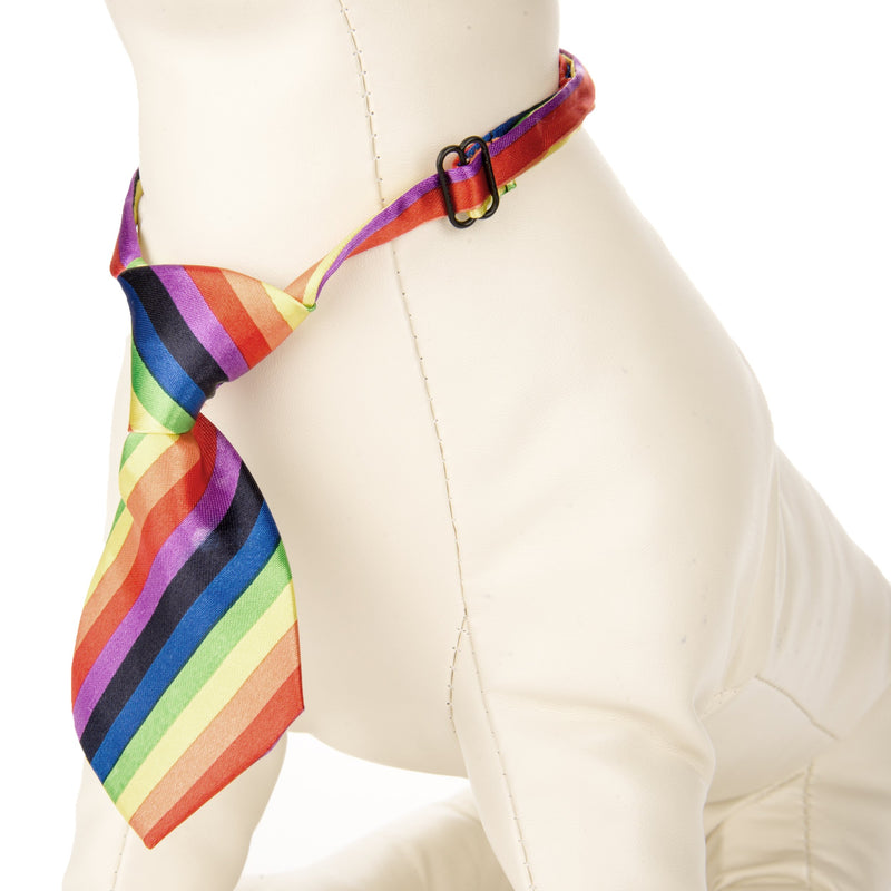 [Australia] - CueCue Pet Adjustable Neck Tie Small Rainbow Stripe 